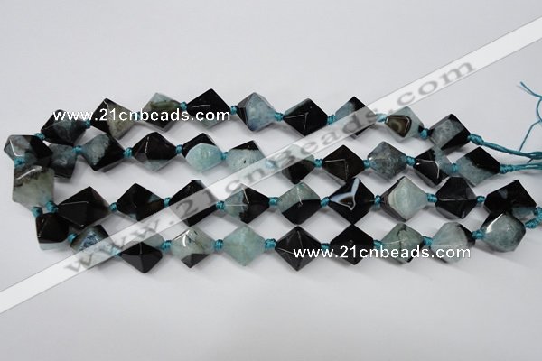 CAG5498 15.5 inches 18*18mm faceted bicone agate gemstone beads