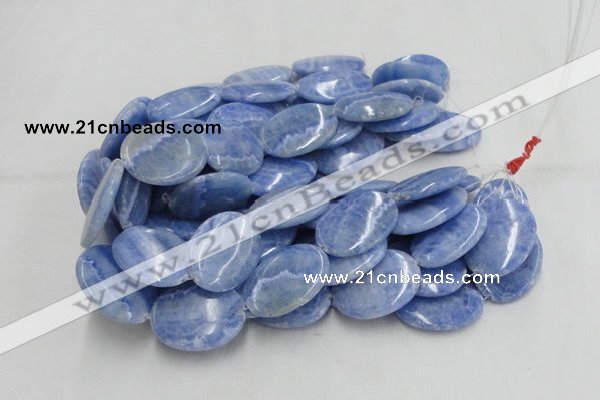 CAG561 16 inches 15*20mm oval blue agate gemstone beads wholesale