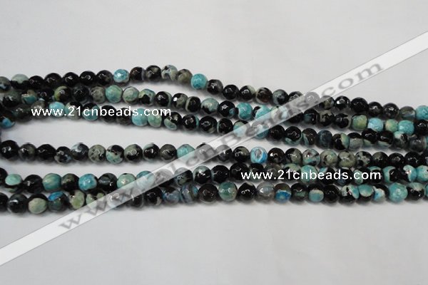 CAG5670 15 inches 6mm faceted round fire crackle agate beads