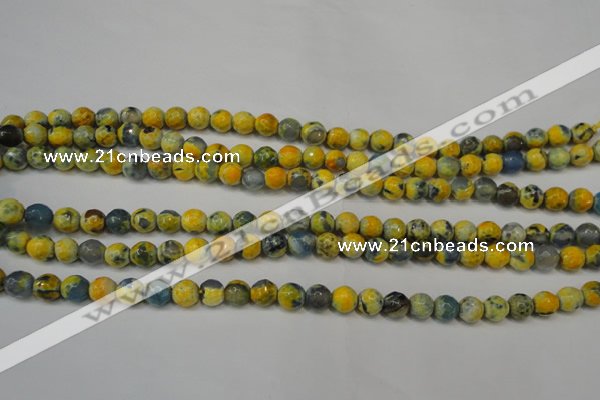 CAG5673 15 inches 6mm faceted round fire crackle agate beads