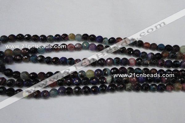 CAG5677 15 inches 6mm faceted round fire crackle agate beads