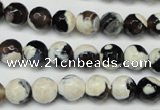 CAG5680 15 inches 8mm faceted round fire crackle agate beads