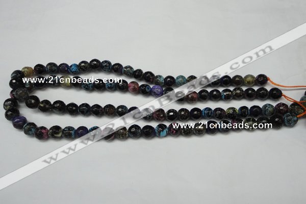 CAG5694 15 inches 8mm faceted round fire crackle agate beads