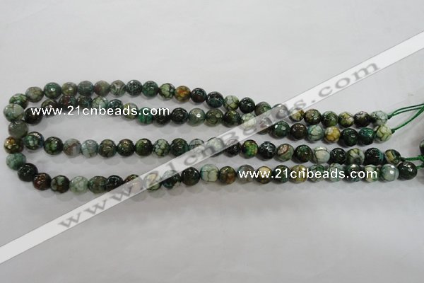 CAG5695 15 inches 8mm faceted round fire crackle agate beads