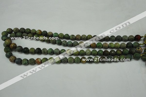 CAG5702 15 inches 8mm faceted round fire crackle agate beads