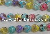 CAG5707 15 inches 8mm faceted round tibetan agate beads wholesale
