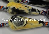 CAG5766 15 inches 15*40mm faceted teardrop fire crackle agate beads