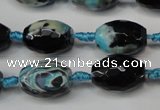 CAG5785 15 inches 12*16mm faceted rice fire crackle agate beads