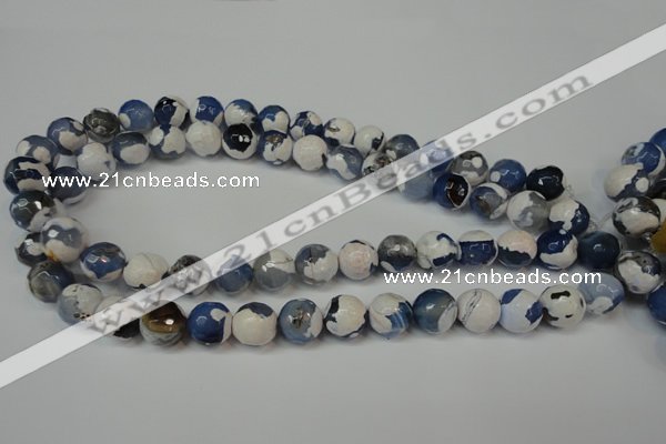 CAG5821 15 inches 12mm faceted round fire crackle agate beads