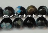 CAG5829 15 inches 12mm faceted round fire crackle agate beads
