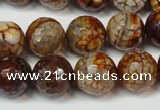 CAG5850 15 inches 14mm faceted round fire crackle agate beads