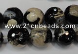 CAG5855 15 inches 16mm faceted round fire crackle agate beads