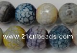 CAG5873 15 inches 16mm faceted round fire crackle agate beads