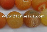 CAG5938 15 inches 18mm round matte druzy agate beads wholesale