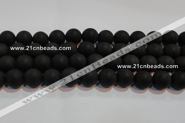 CAG6016 15.5 inches 16mm round matte black agate beads
