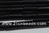 CAG6032 15.5 inches 6*12mm tube matte black agate beads