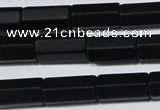 CAG6035 15.5 inches 6*12mm faceted tube matte black agate beads