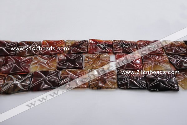 CAG6065 15.5 inches 18*25mm wavy rectangle dragon veins agate beads