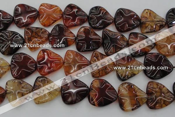 CAG6077 15.5 inches 40mm wavy triangle dragon veins agate beads