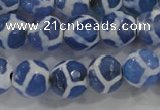 CAG6122 15 inches 12mm faceted round tibetan agate gemstone beads