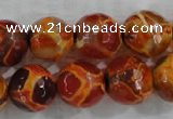 CAG6152 15 inches 14mm faceted round tibetan agate gemstone beads