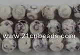 CAG6181 15 inches 12mm faceted round tibetan agate gemstone beads