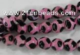 CAG6211 15 inches 10mm faceted round tibetan agate gemstone beads