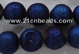 CAG6258 15 inches 20mm faceted round plated druzy agate beads