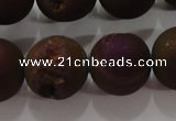 CAG6308 15 inches 20mm round plated druzy agate beads wholesale