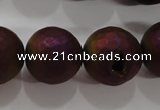 CAG6317 15 inches 18mm faceted round plated druzy agate beads