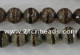 CAG6366 15 inches 8mm faceted round tibetan agate gemstone beads