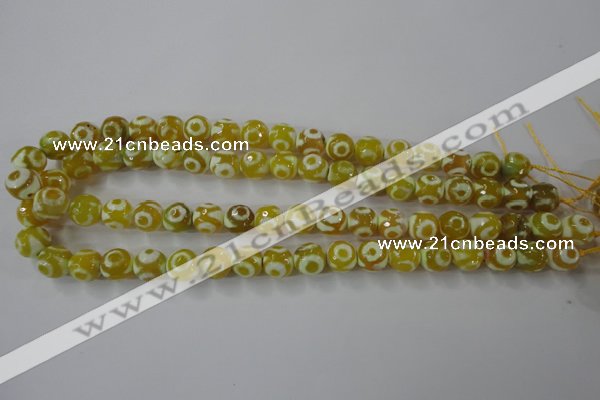 CAG6389 15 inches 12mm faceted round tibetan agate gemstone beads