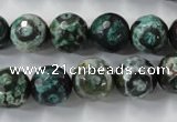 CAG6397 15 inches 12mm faceted round tibetan agate gemstone beads