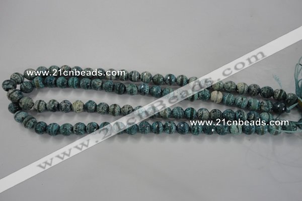 CAG6407 15 inches 10mm faceted round tibetan agate gemstone beads