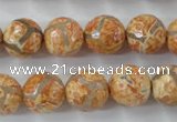 CAG6419 15 inches 10mm faceted round tibetan agate gemstone beads