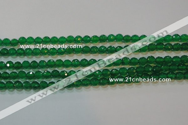 CAG6612 15.5 inches 6mm faceted round green agate gemstone beads