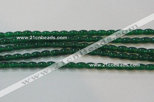 CAG6622 15.5 inches 6*9mm rice green agate gemstone beads