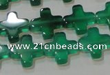 CAG6634 15.5 inches 10*10mm cross green agate gemstone beads