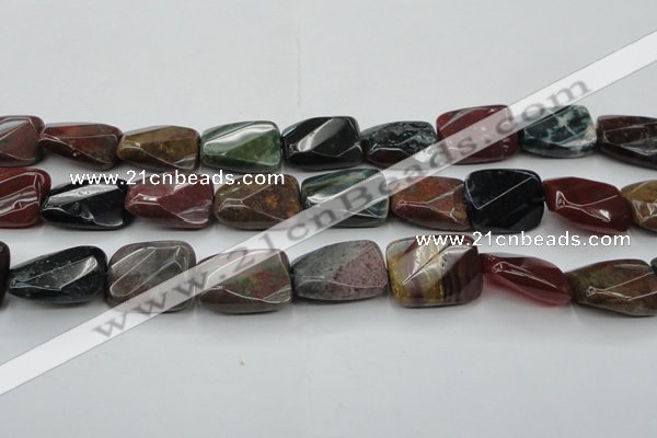 CAG6815 15.5 inches 18*25mm faceted & twisted rectangle Indian agate beads