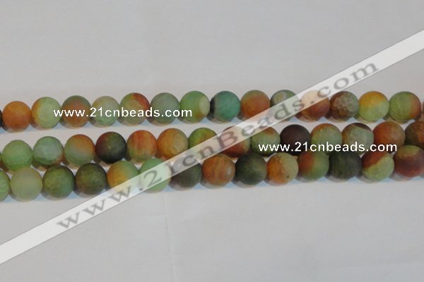 CAG7170 15.5 inches 12mm round matte rainbow agate gemstone beads