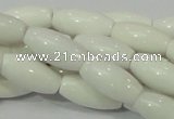 CAG719 15.5 inches 10*20mm rice white agate gemstone beads wholesale