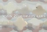 CAG7218 15.5 inches 12*12mm flower white agate gemstone beads
