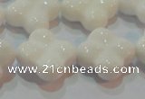 CAG7224 15.5 inches 20*20mm carved flower white agate gemstone beads