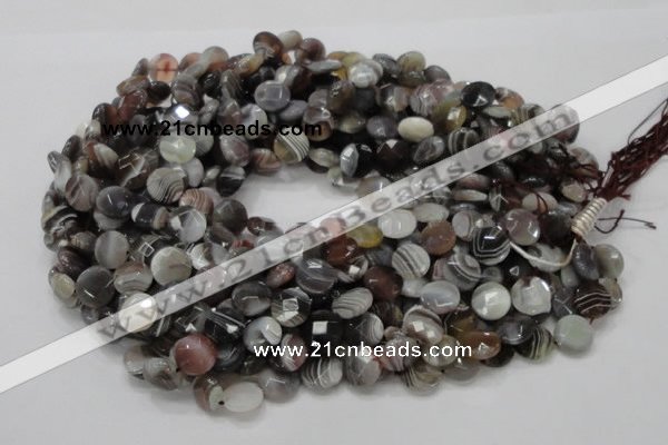 CAG752 15.5 inches 12mm faceted coin botswana agate beads wholesale