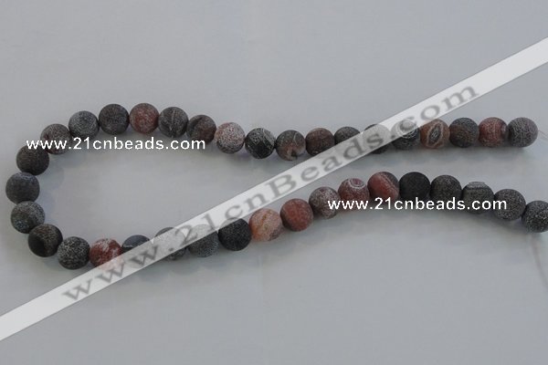 CAG7555 15.5 inches 14mm round frosted agate beads wholesale