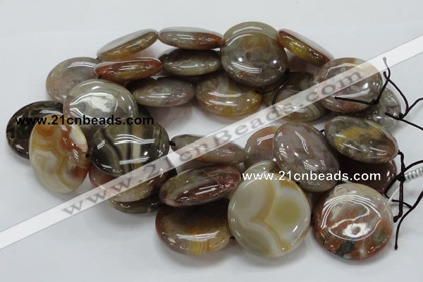 CAG781 15.5 inches 40mm flat round yellow agate gemstone beads