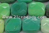 CAG7916 15.5 inches 20*20mm faceted square grass agate beads