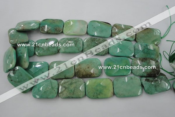 CAG7927 15.5 inches 25*35mm faceted rectangle grass agate beads