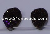 CAG7986 Top drilled 22*30mm flat teardrop plated white druzy agate beads