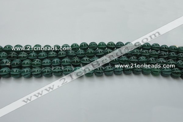 CAG8005 15.5 inches 8mm carved round green agate beads